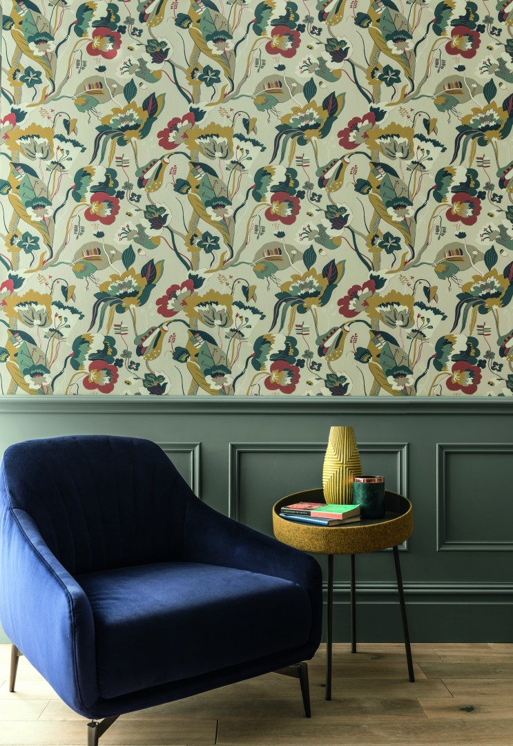 Function and style in a rural home GP J Baker wood panelling and wallpaper